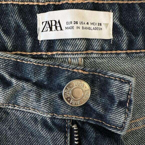 Zara Jeans High Rise Distressed Frayed Size 4 - Picture 4 of 5